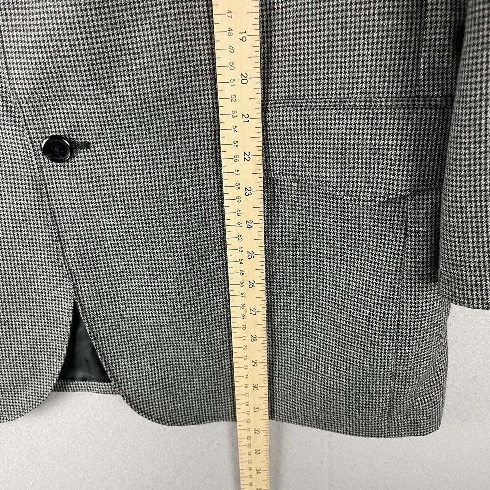 Circle S Houndstooth Western Blazer Sport Coat Mens 44R Gray Elbow Patch‎ Cowboy